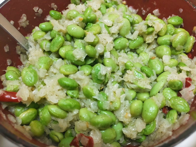 枝豆と玉ねぎのペペロンチーノ味