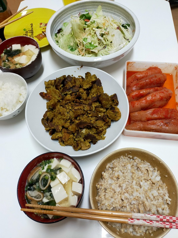 明太子定食(カレーオムレツ添え)