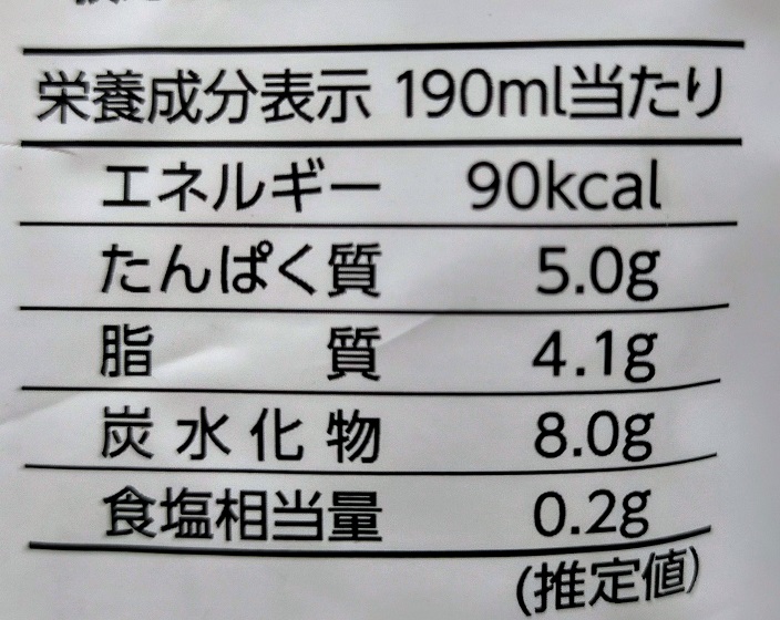 栄養成分表示の写真です