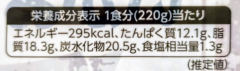 栄養成分表示の写真です